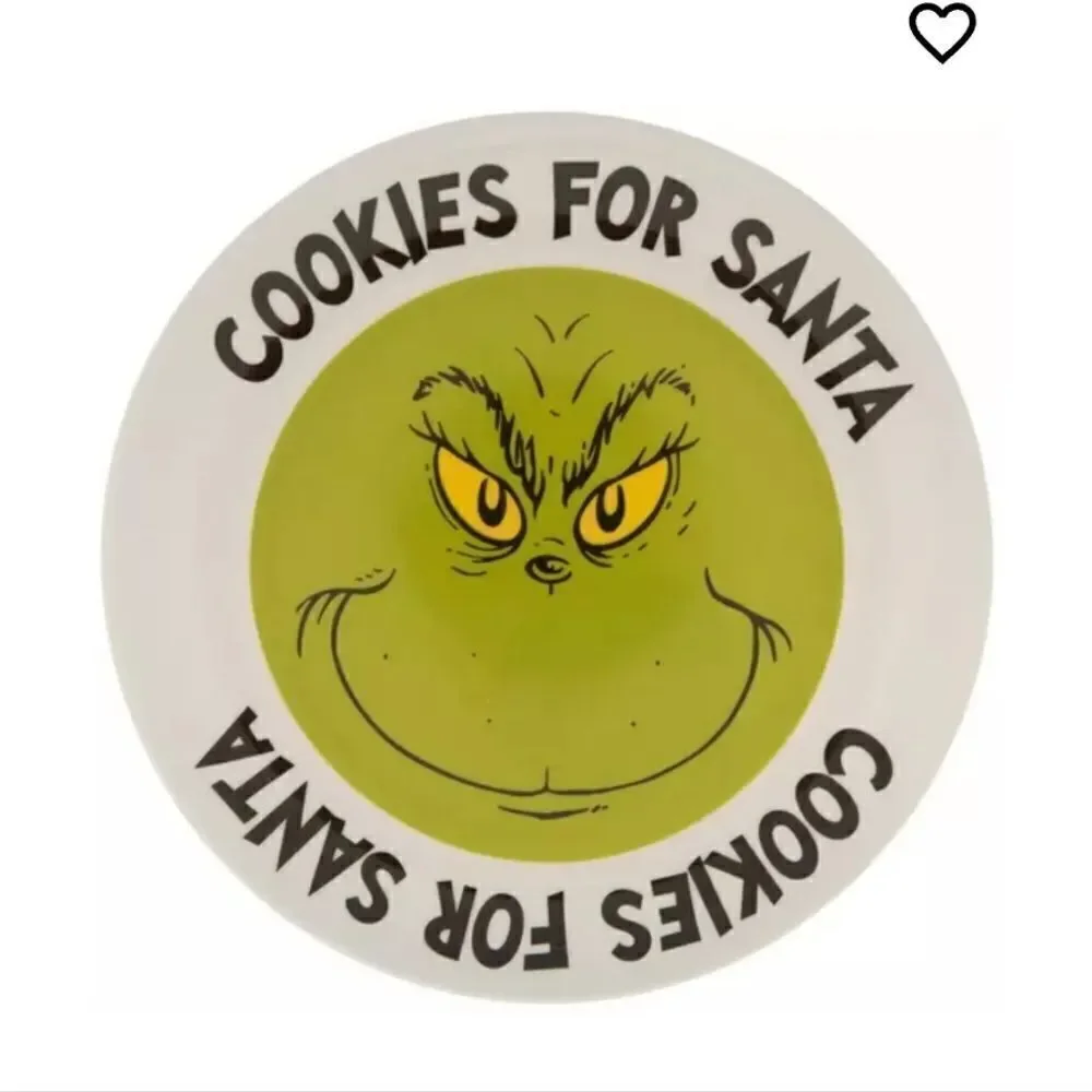 Nwt Christmas Cookies For Santa Grinch Plate